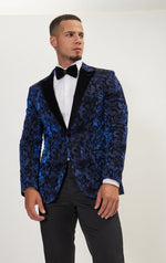 Flocked Velvet Peak Tuxedo - Blue