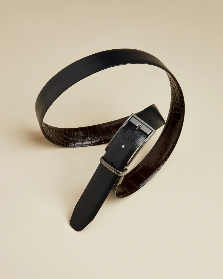 Reversible Exotic Leather Belt- Chocolate