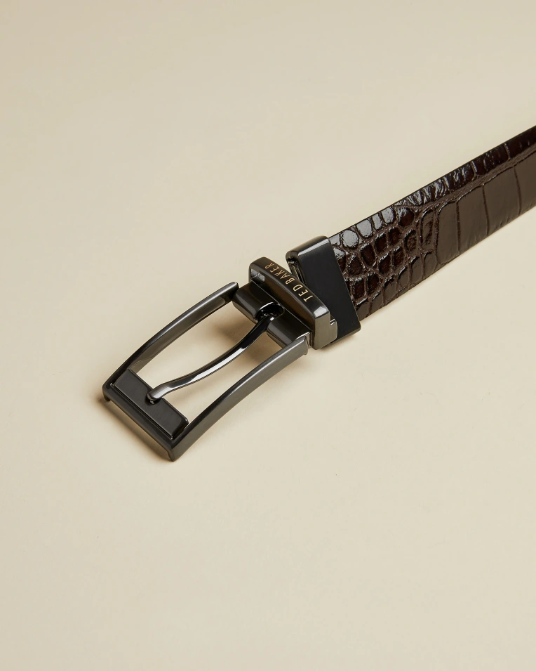 Reversible Exotic Leather Belt- Chocolate