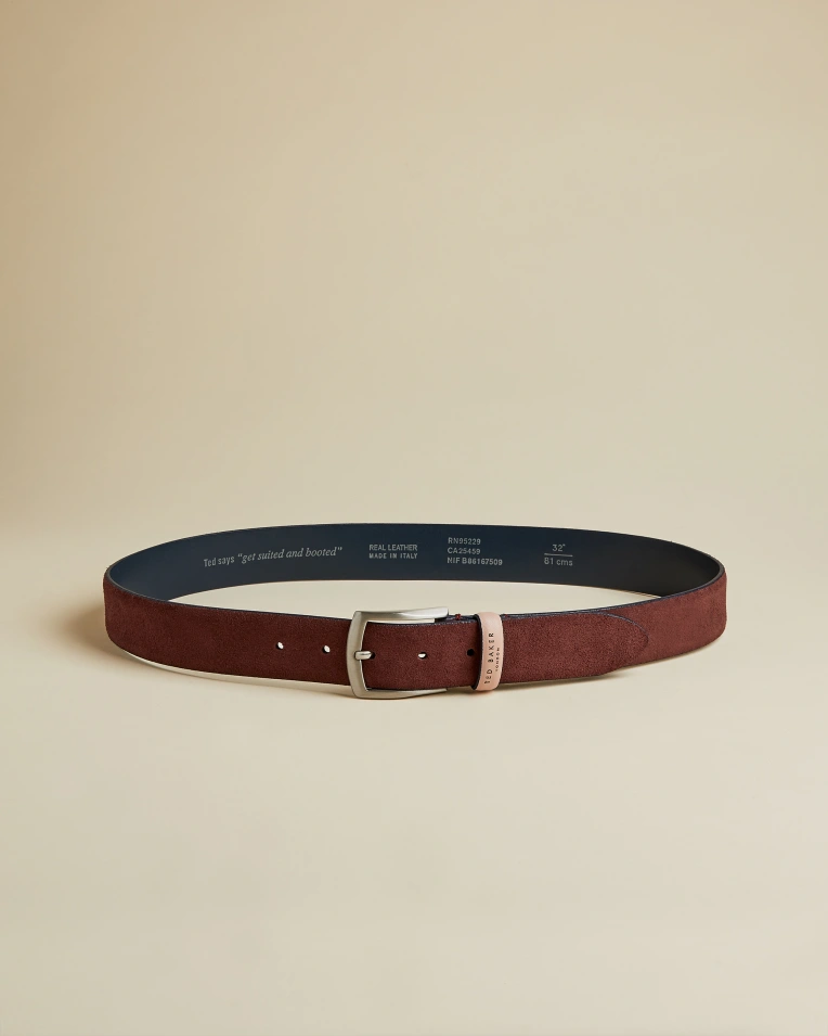 Suede Leather Belt- Dark Red