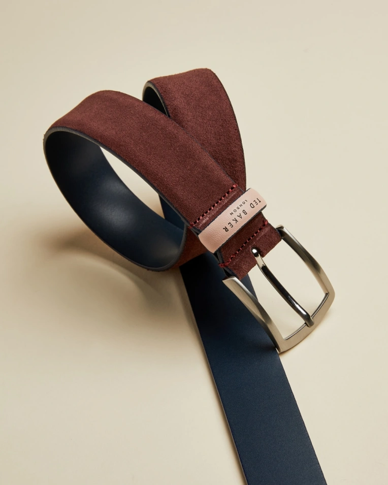 Suede Leather Belt- Dark Red