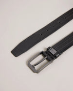Mixed Texture Leather Belt - Black