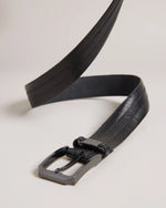 Mixed Texture Leather Belt - Black