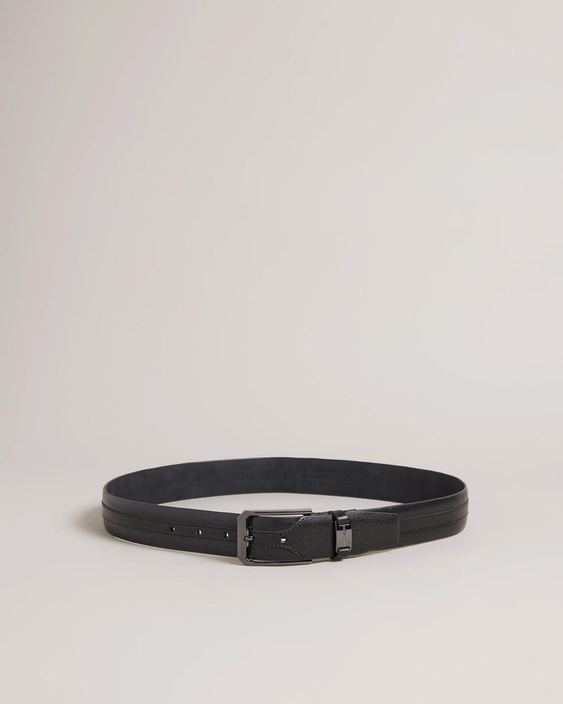 Mixed Texture Leather Belt - Black