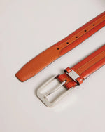 Mixed Texture Leather Belt - Tan