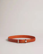 Mixed Texture Leather Belt - Tan