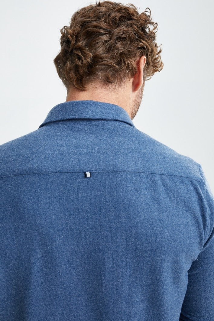 Jersey Fleece Knit Shirt - Denim Blue