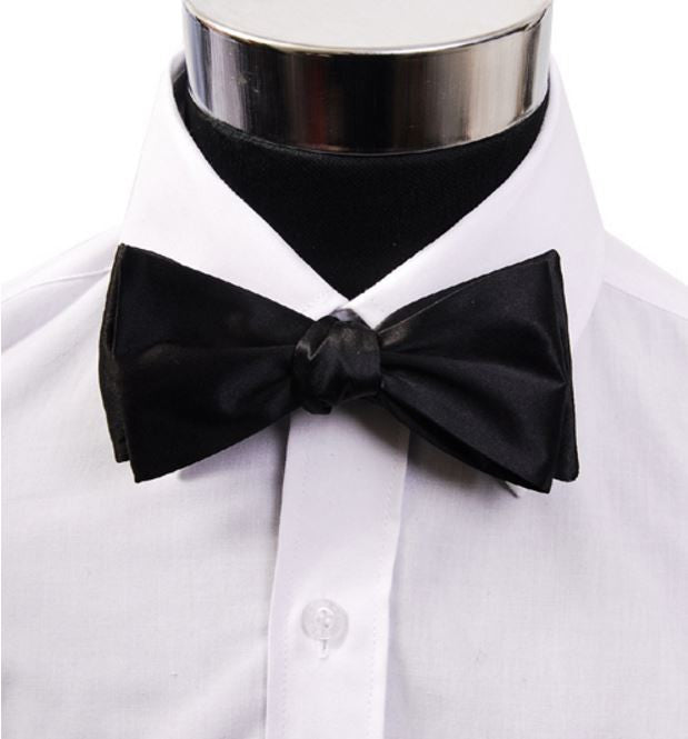 Black Silk Free Style Bow Tie