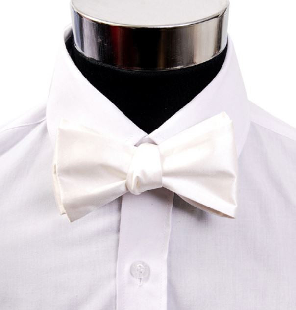 White Silk Free Style Bow Tie