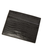 Lizard Embossed Leather Cardholder - Black