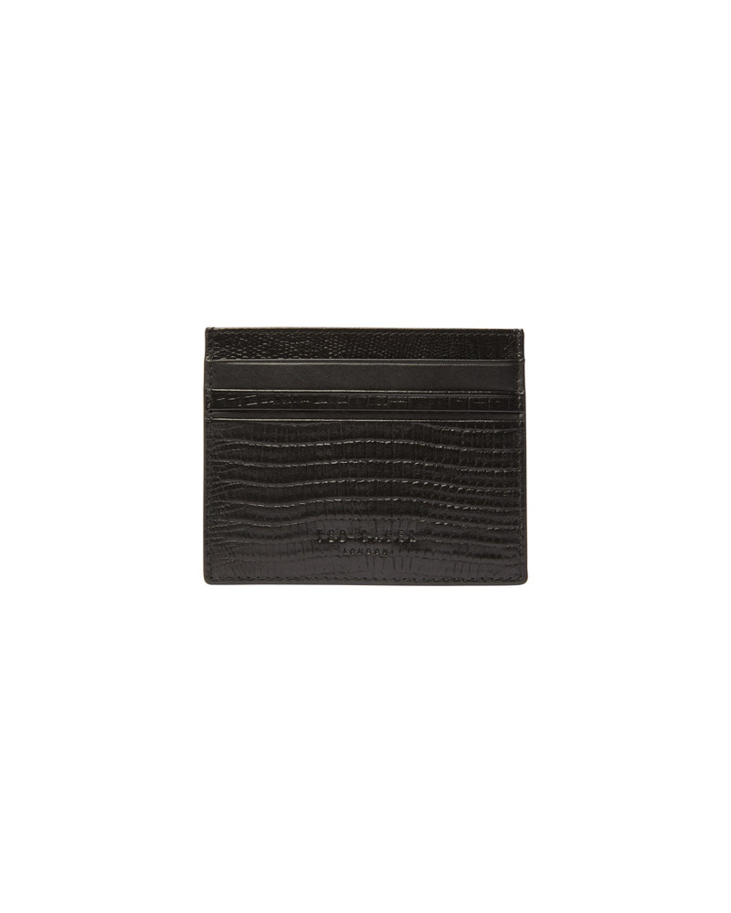 Lizard Embossed Leather Cardholder - Black