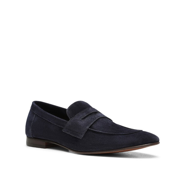 Tonal Stitch Suede Loafers - Navy