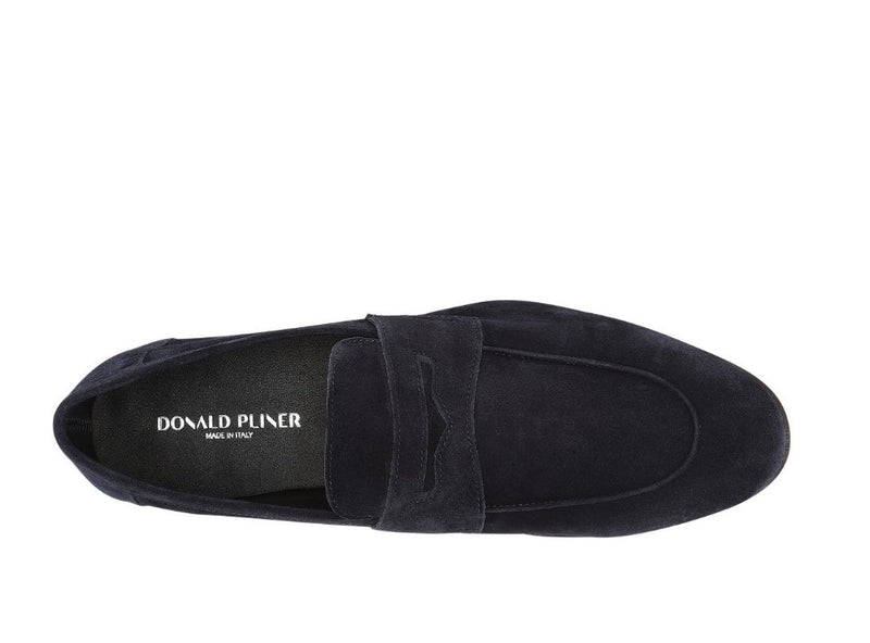 Tonal Stitch Suede Loafers - Navy