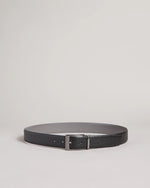 Cross Hatch Leather Reversible Belt - Black