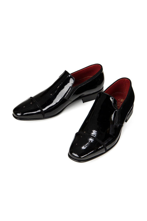 Patent Leather Loafer with Suede Trim - Black
