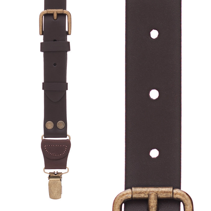 Brown & Brass Leather Suspenders